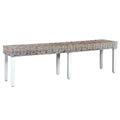 vidaXL Sitzbank 160 cm Weiß Natur Kubu-Rattan und Massivholz Mango
