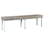 vidaXL Sitzbank 160 cm Weiß Natur Kubu-Rattan und Massivholz Mango