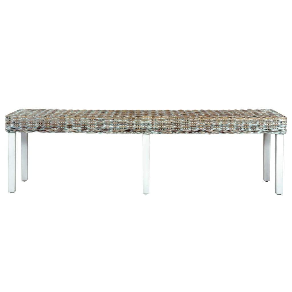 vidaXL Sitzbank 160 cm Weiß Natur Kubu-Rattan und Massivholz Mango