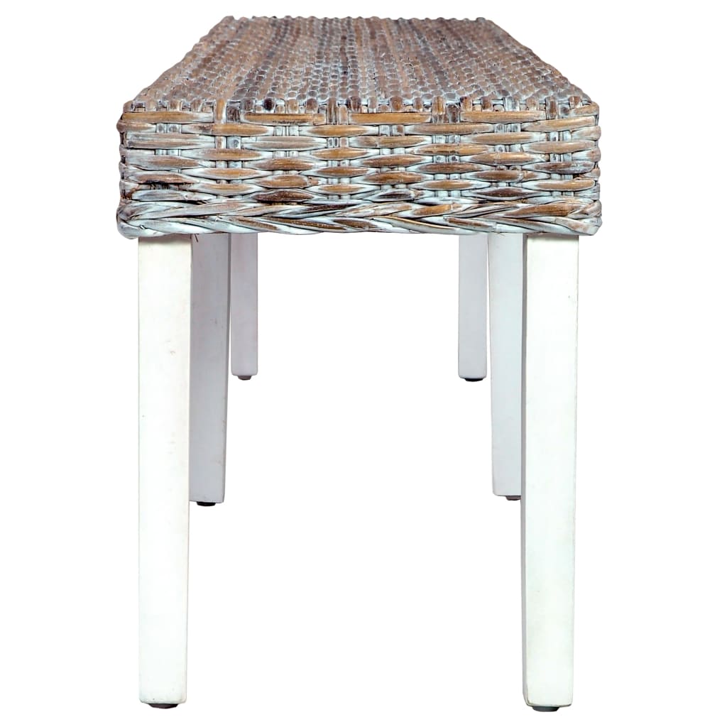 vidaXL Sitzbank 160 cm Weiß Natur Kubu-Rattan und Massivholz Mango