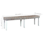 vidaXL Sitzbank 160 cm Weiß Natur Kubu-Rattan und Massivholz Mango