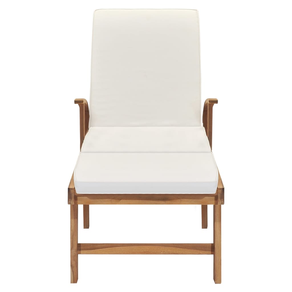 vidaXL Sonnenliege mit Auflage Massivholz Teak Creme