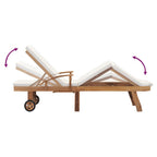 vidaXL Sonnenliege mit Auflage Massivholz Teak Creme