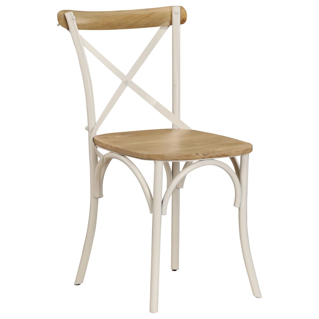 vidaXL Esszimmerstühle 6 Stk. Weiß Mango-Massivholz
