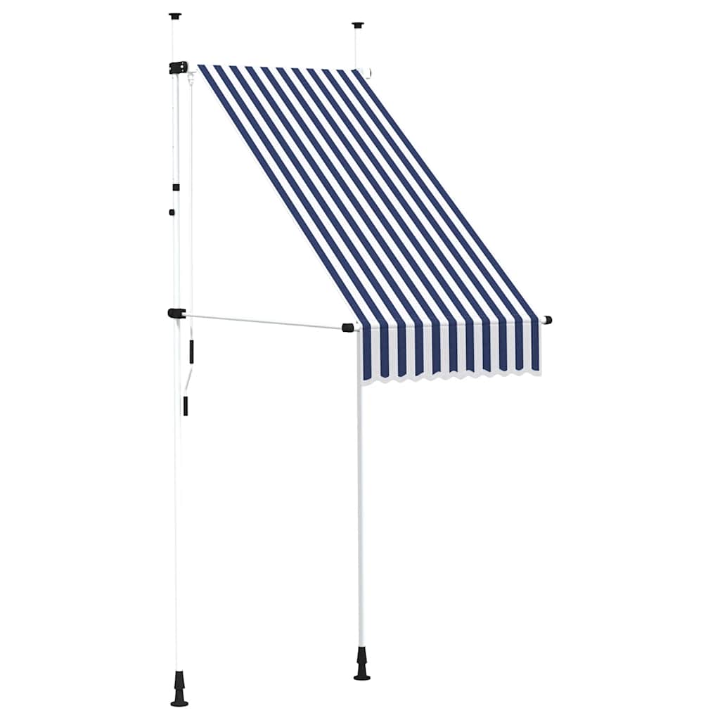 vidaXL Markise Einziehbar Handbetrieben 100 cm Blau/Weiß Gestreift