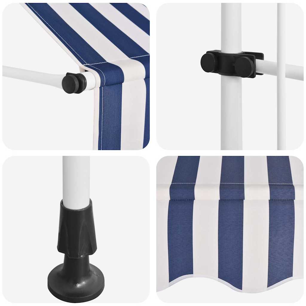 vidaXL Markise Einziehbar Handbetrieben 100 cm Blau/Weiß Gestreift