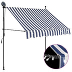 vidaXL Einziehbare Markise Handbetrieben mit LED 100 cm Blau und Weiß
