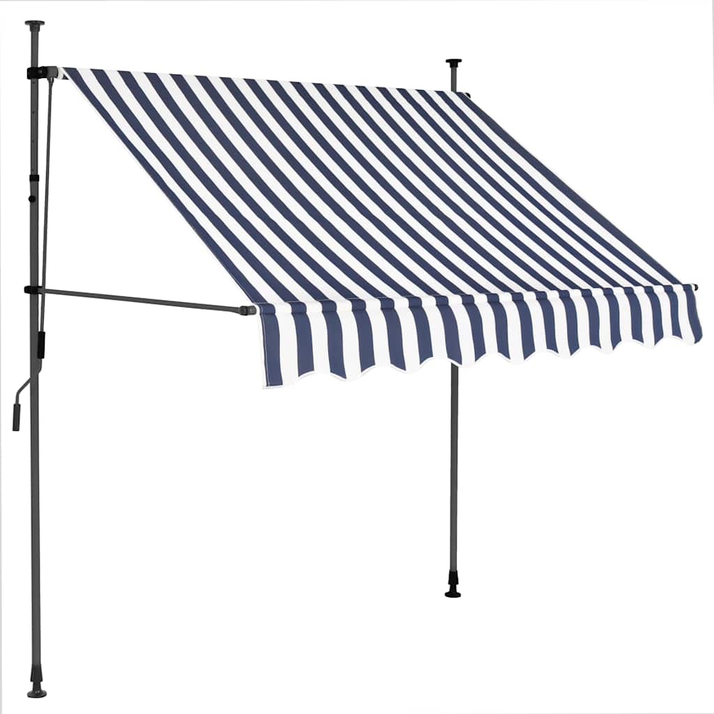 vidaXL Einziehbare Markise Handbetrieben mit LED 100 cm Blau und Weiß