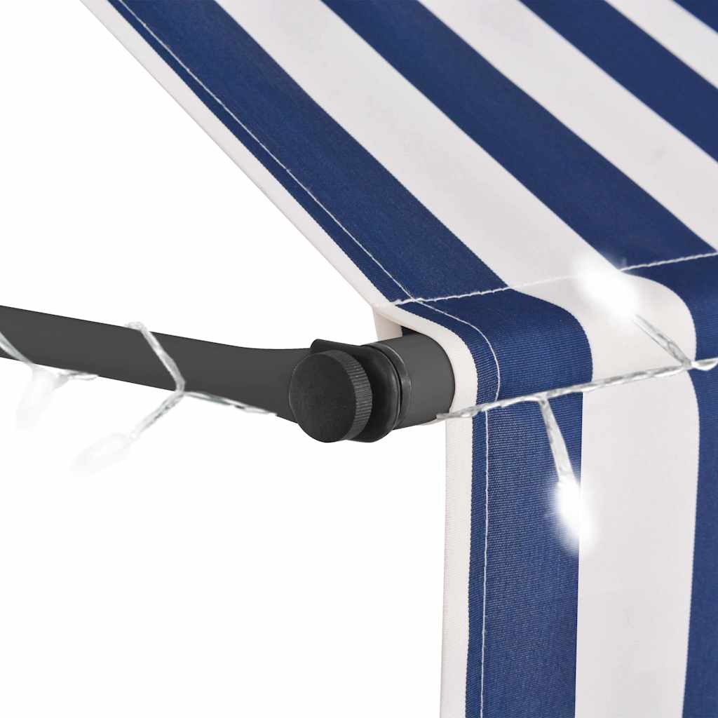 vidaXL Einziehbare Markise Handbetrieben mit LED 100 cm Blau und Weiß