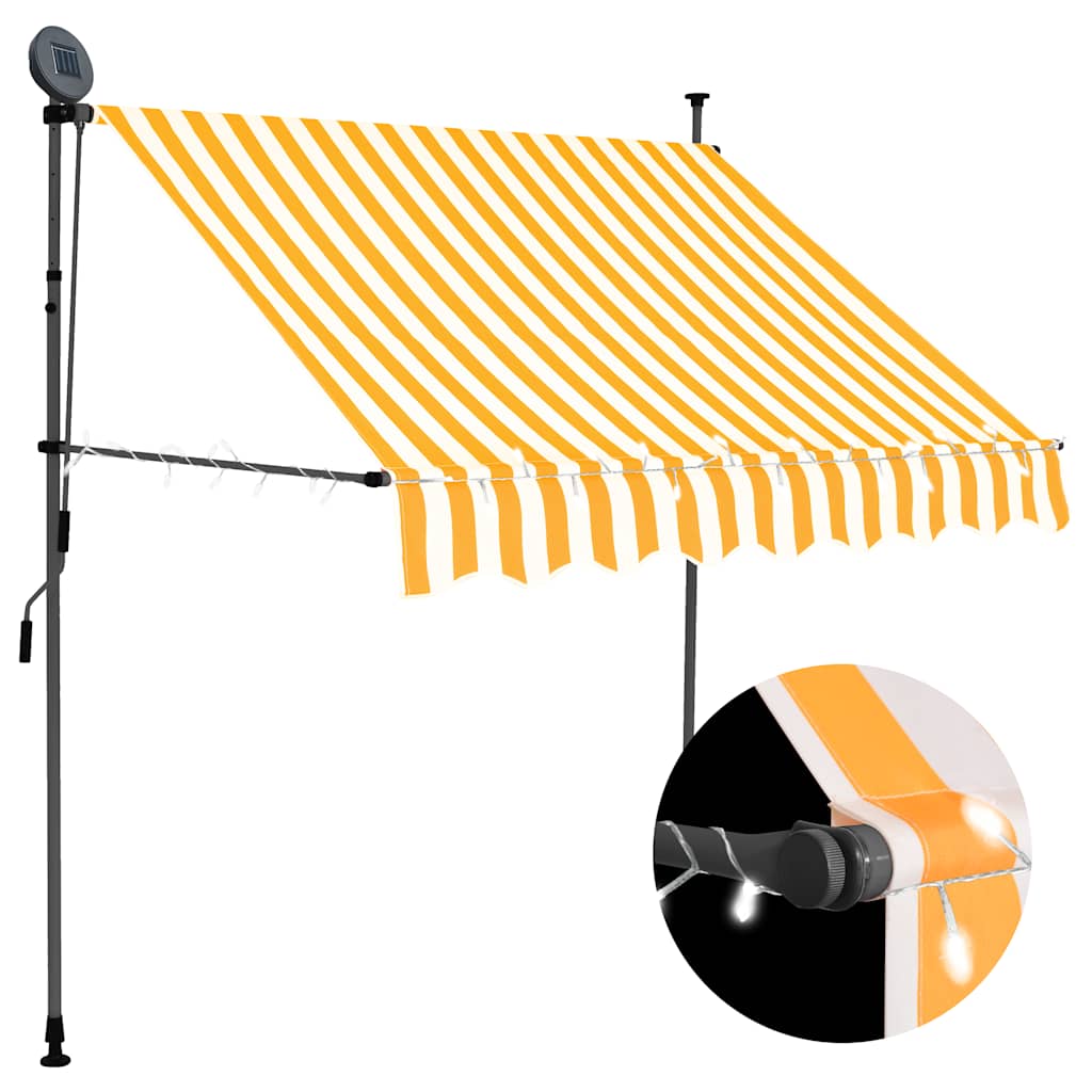 vidaXL Einziehbare Markise Handbetrieben mit LED 100 cm Weiß Orange