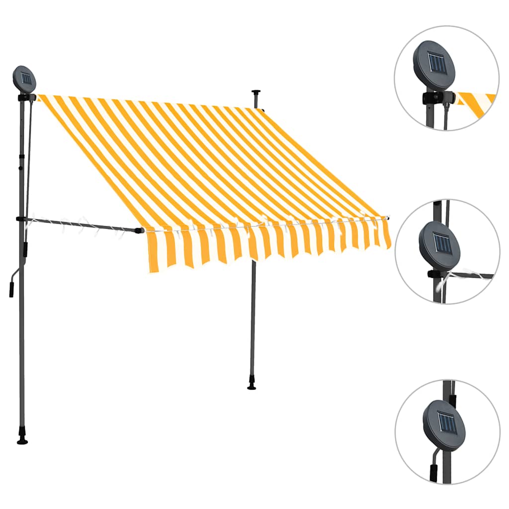 vidaXL Einziehbare Markise Handbetrieben mit LED 100 cm Weiß Orange