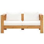 vidaXL Gartensofa mit Kissen 140 cm Akazien Massivholz Cremeweiß