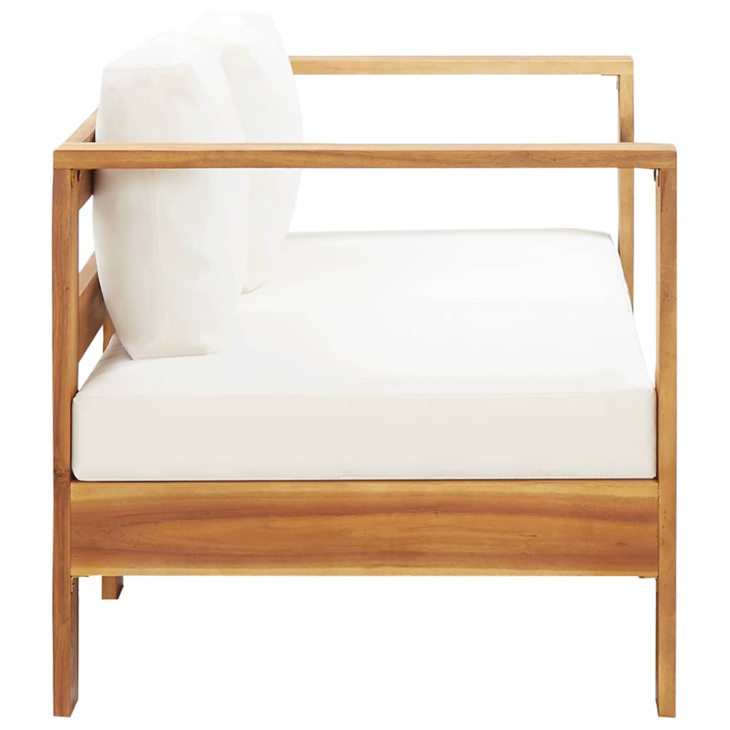 vidaXL Gartensofa mit Kissen 140 cm Akazien Massivholz Cremeweiß