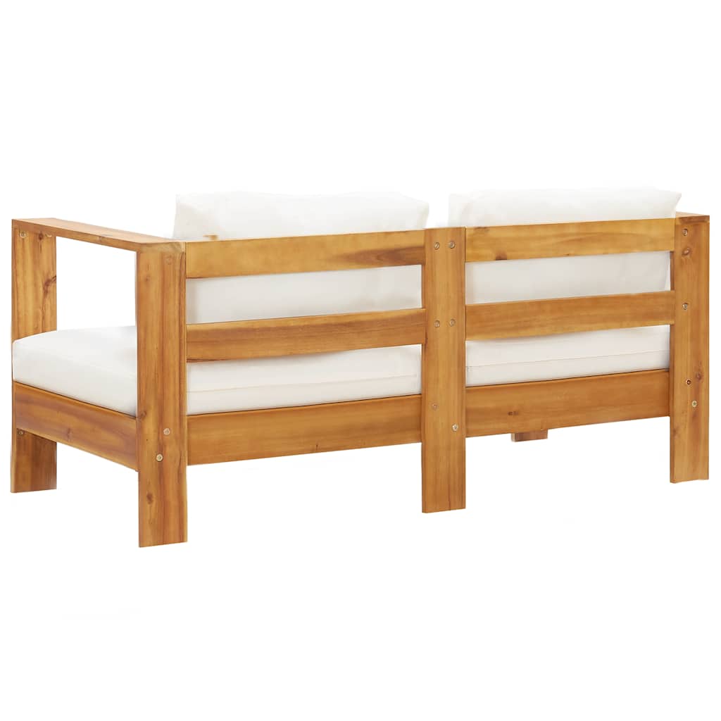 vidaXL Gartensofa mit Kissen 140 cm Akazien Massivholz Cremeweiß