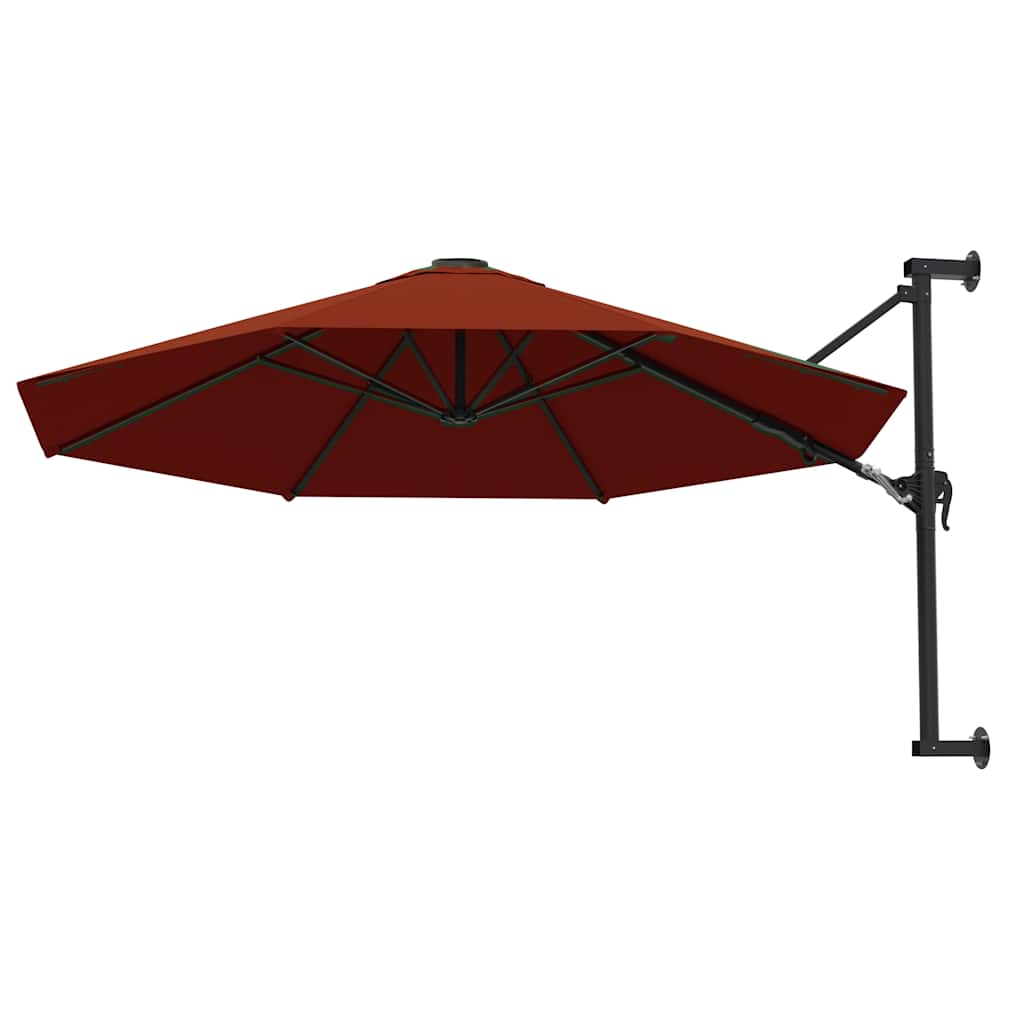 vidaXL Sonnenschirm zur Wandmontage mit Metall-Mast 300 cm Terrakotta