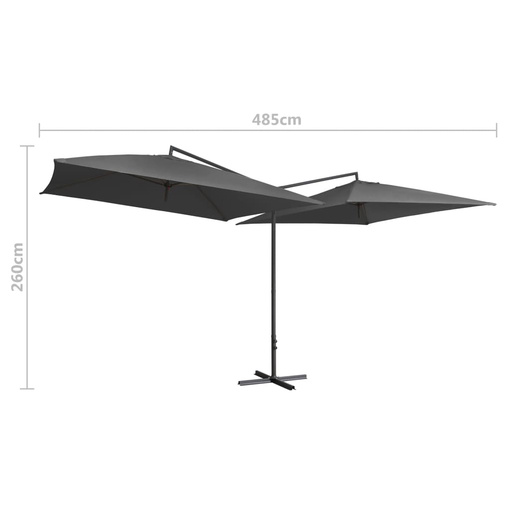 vidaXL Doppel-Sonnenschirm mit Stahl-Mast 250x250 cm Anthrazit