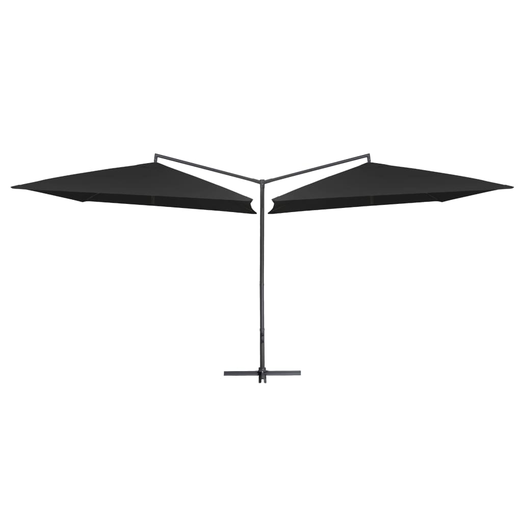 vidaXL Doppelsonnenschirm mit Stahlmast 250×250 cm Schwarz
