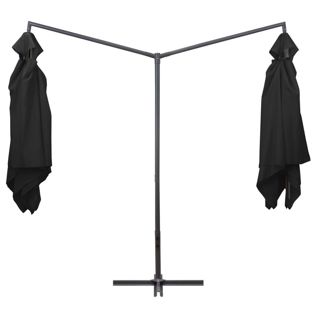 vidaXL Doppelsonnenschirm mit Stahlmast 250×250 cm Schwarz