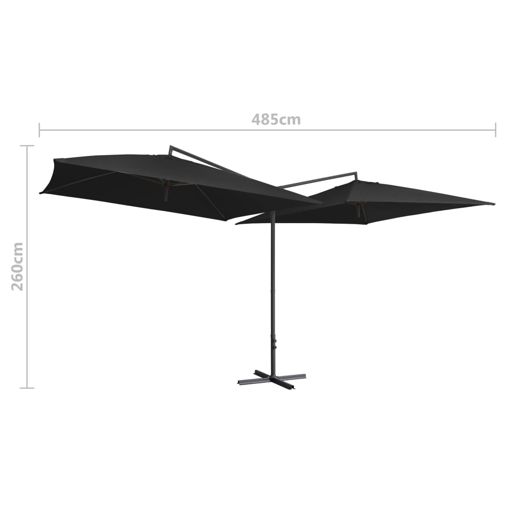 vidaXL Doppelsonnenschirm mit Stahlmast 250×250 cm Schwarz