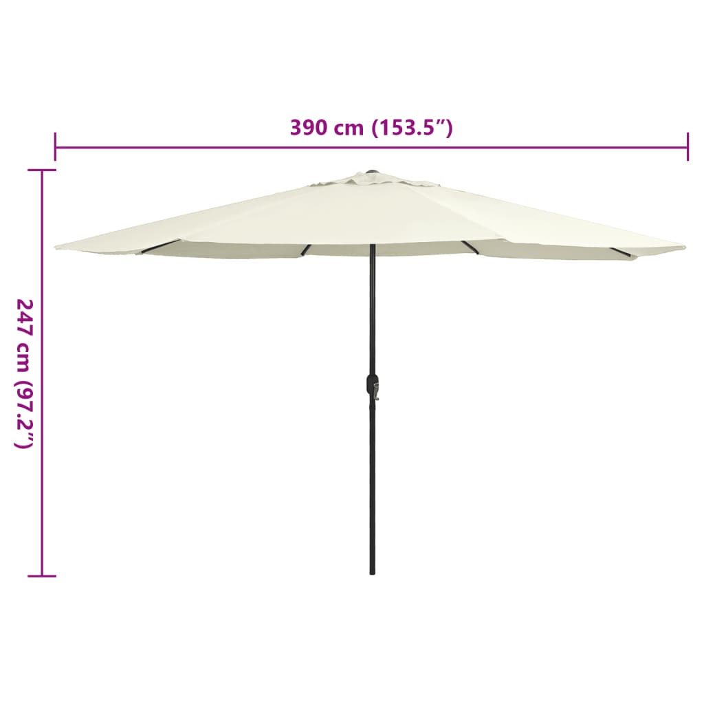 vidaXL Sonnenschirm mit Metall-Mast 390 cm Sandweiß