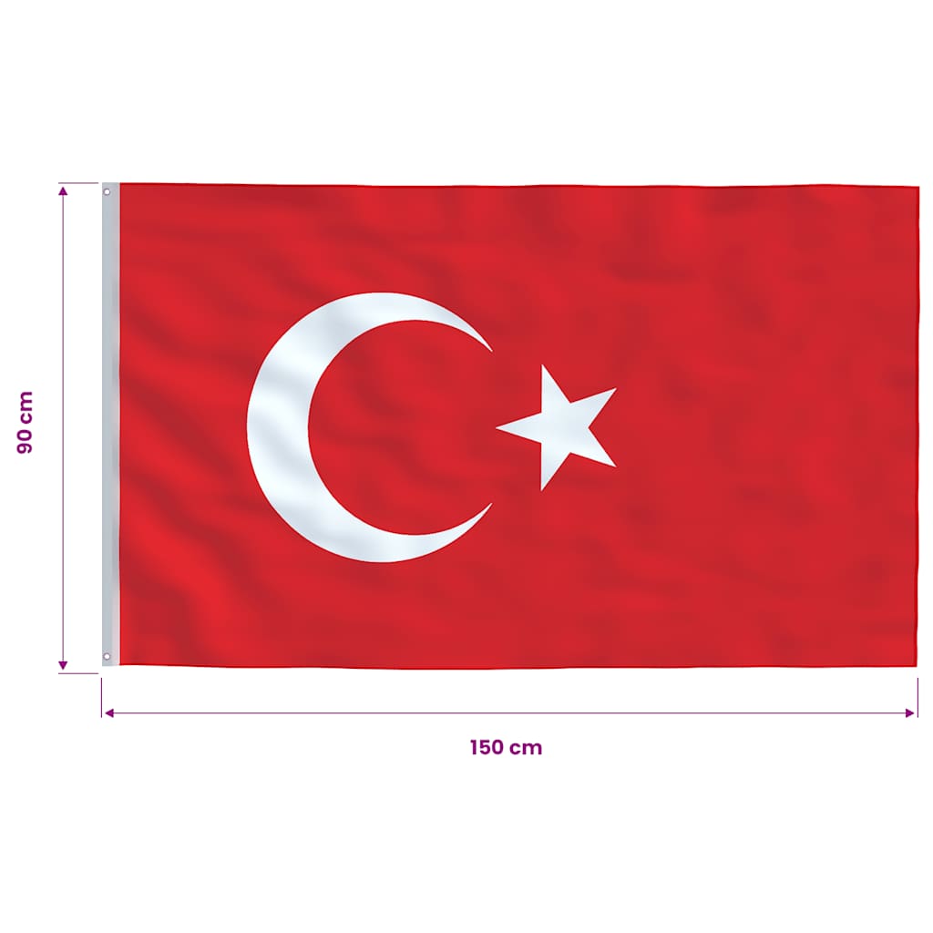 vidaXL Flagge der Türkei 90 x 150 cm
