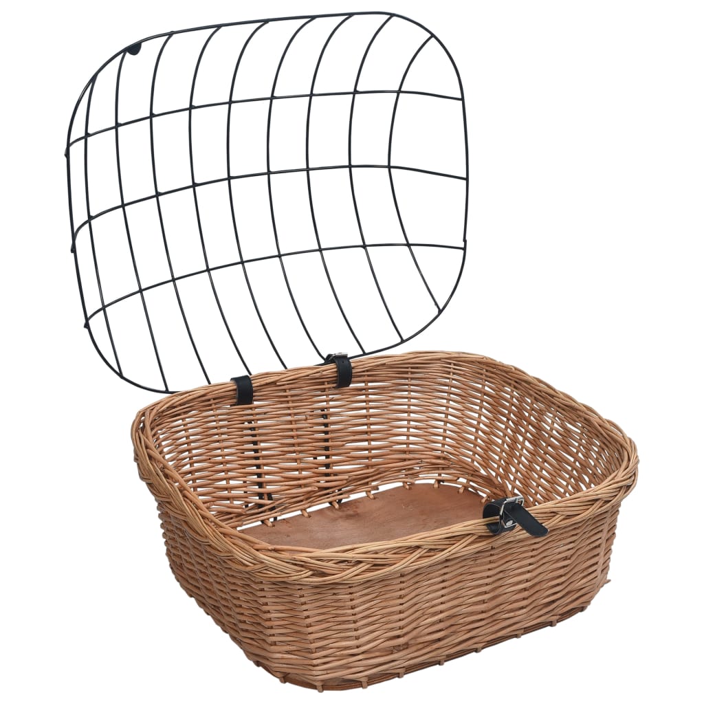 vidaXL Fahrradkorb Vorne mit Deckel 50x45x35 cm Natur Weide