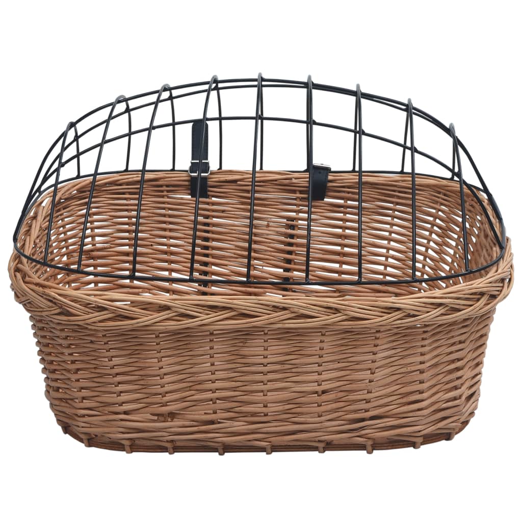 vidaXL Fahrradkorb Vorne mit Deckel 50x45x35 cm Natur Weide