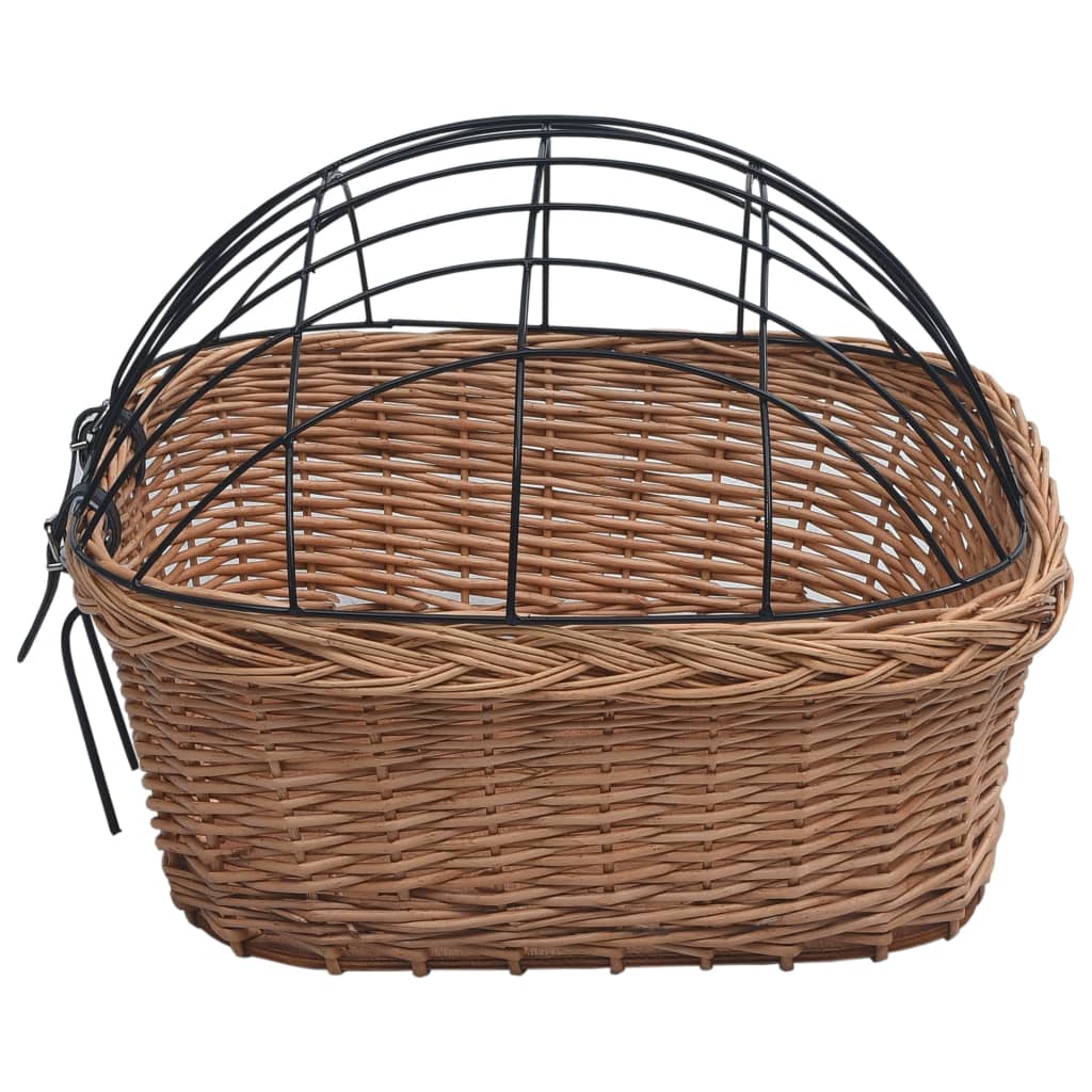 vidaXL Fahrradkorb Vorne mit Deckel 50x45x35 cm Natur Weide