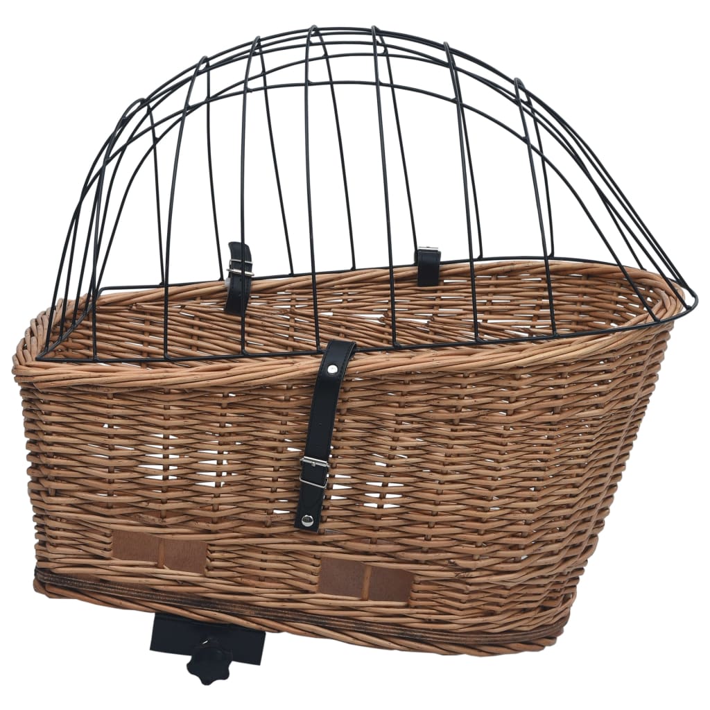 vidaXL Fahrrad-Gepäckträgerkorb mit Deckel 55×31×36 cm Natur Weide