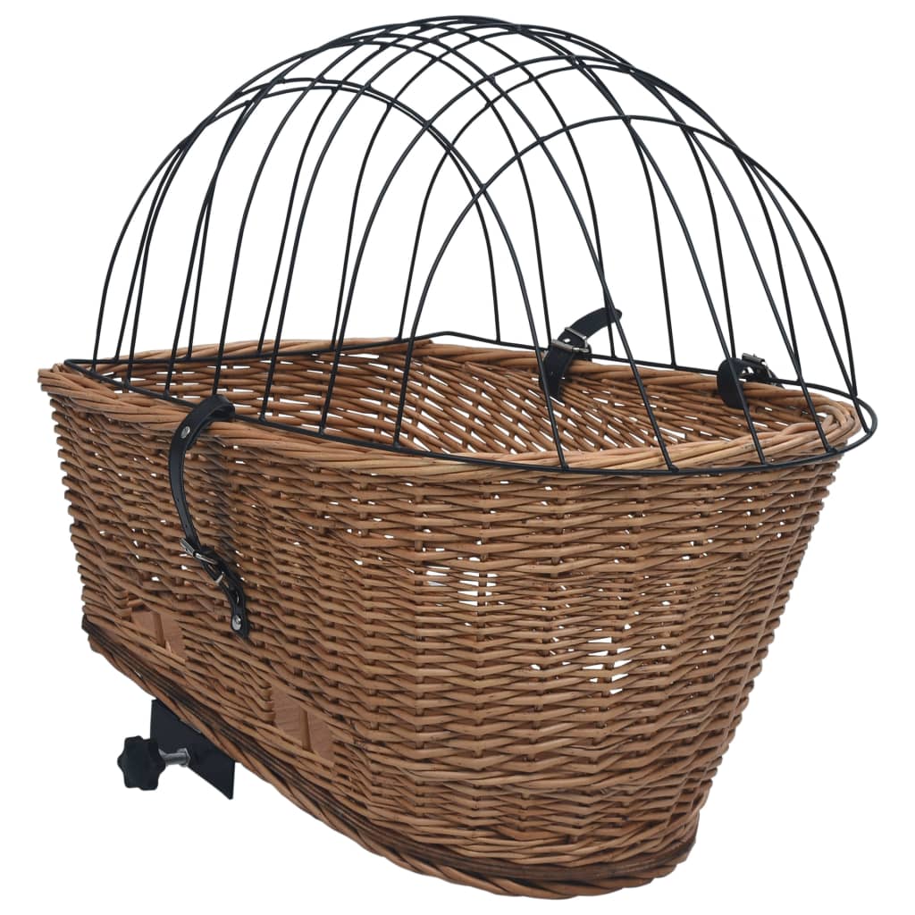 vidaXL Fahrrad-Gepäckträgerkorb mit Deckel 55×31×36 cm Natur Weide