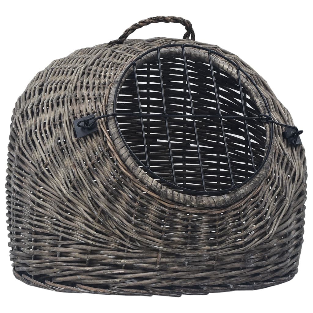vidaXL Katzen-Transportkorb Grau 45x35x35 cm Natürliche Weide