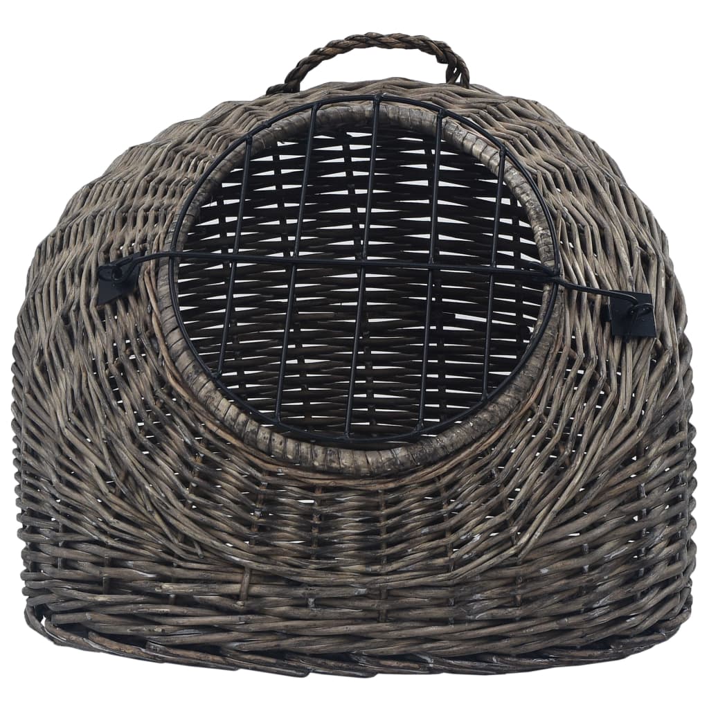 vidaXL Katzen-Transportkorb Grau 45x35x35 cm Natürliche Weide