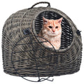vidaXL Katzen-Transportkorb Grau 45x35x35 cm Natürliche Weide