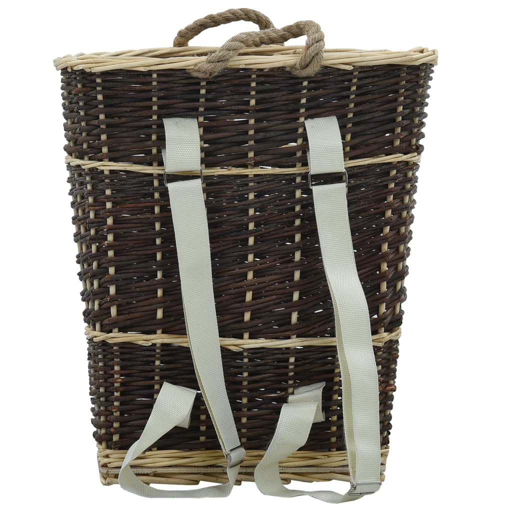 vidaXL Holzkorb mit Trageriemen 44,5×37×50 cm Natur Weide