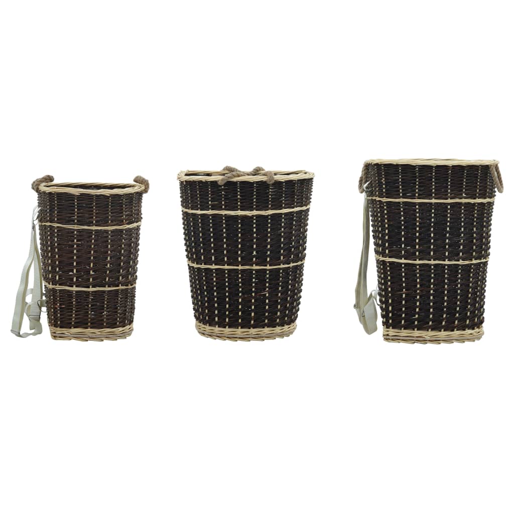 vidaXL Holzkorb mit Trageriemen 44,5×37×50 cm Natur Weide