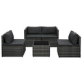 vidaXL 5-tlg. Garten-Sofagarnitur mit Auflagen Poly Rattan Grau