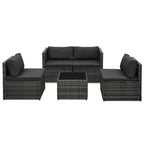 vidaXL 5-tlg. Garten-Sofagarnitur mit Auflagen Poly Rattan Grau