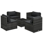 vidaXL 5-tlg. Garten-Sofagarnitur mit Auflagen Poly Rattan Grau
