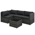 vidaXL 5-tlg. Garten-Sofagarnitur mit Auflagen Poly Rattan Grau