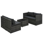 vidaXL 5-tlg. Garten-Sofagarnitur mit Auflagen Poly Rattan Grau