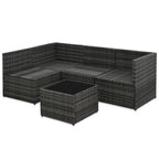 vidaXL 5-tlg. Garten-Sofagarnitur mit Auflagen Poly Rattan Grau