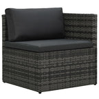 vidaXL 5-tlg. Garten-Sofagarnitur mit Auflagen Poly Rattan Grau