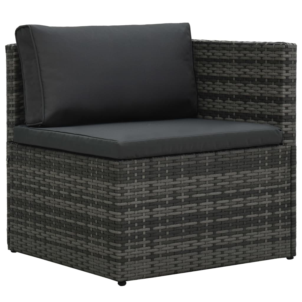 vidaXL 5-tlg. Garten-Sofagarnitur mit Auflagen Poly Rattan Grau