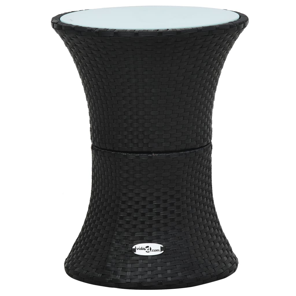 vidaXL Garten-Beistelltisch Trommelform Schwarz Poly Rattan