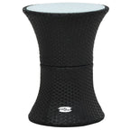 vidaXL Garten-Beistelltisch Trommelform Schwarz Poly Rattan