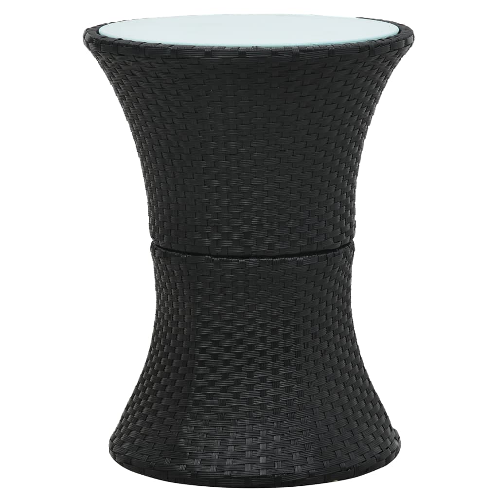 vidaXL Garten-Beistelltisch Trommelform Schwarz Poly Rattan