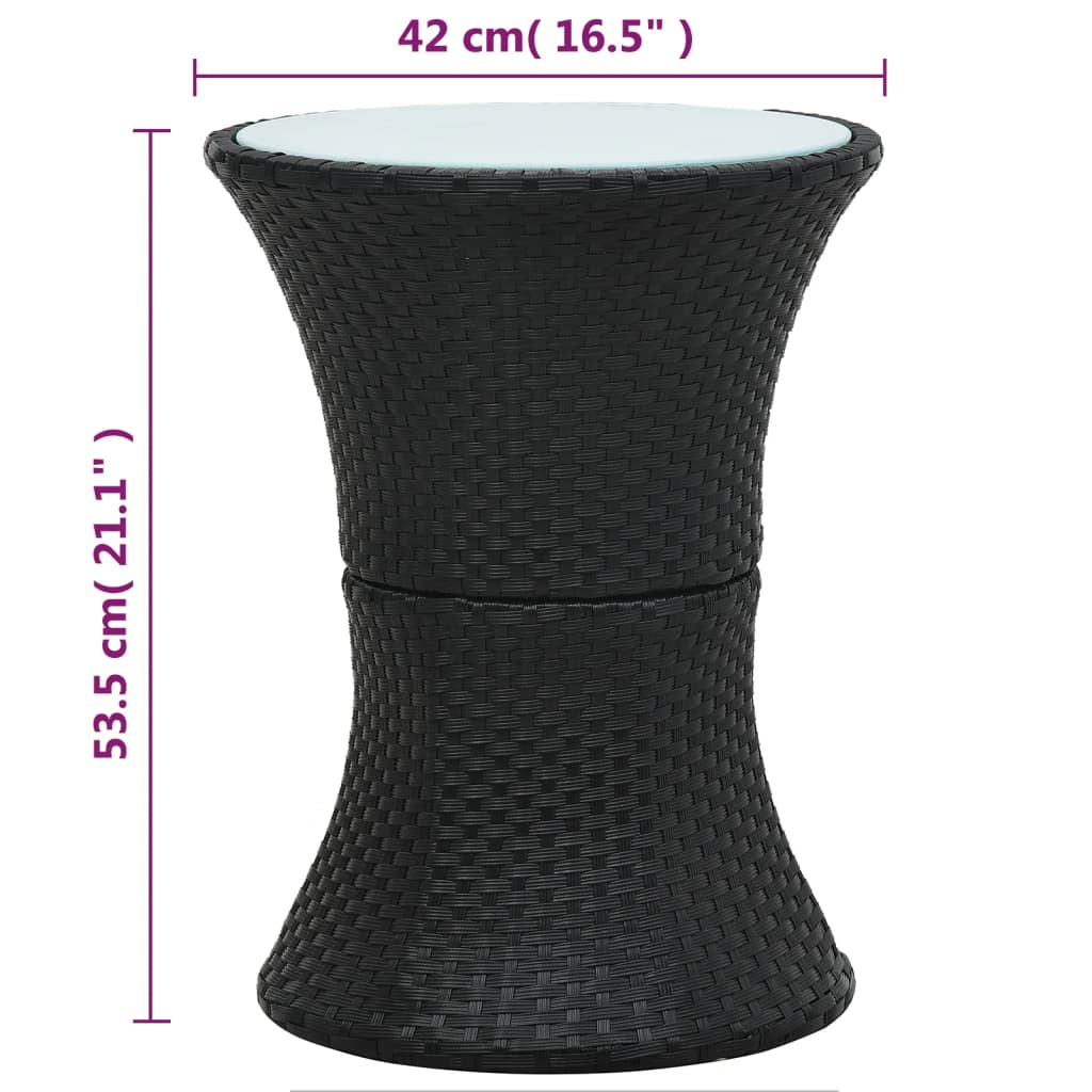 vidaXL Garten-Beistelltisch Trommelform Schwarz Poly Rattan