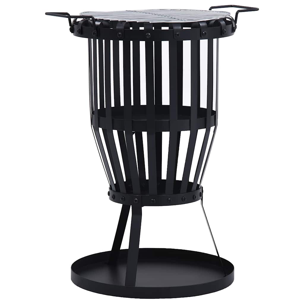 vidaXL Garten-Feuerkorb mit Grillrost Stahl 47,5 cm