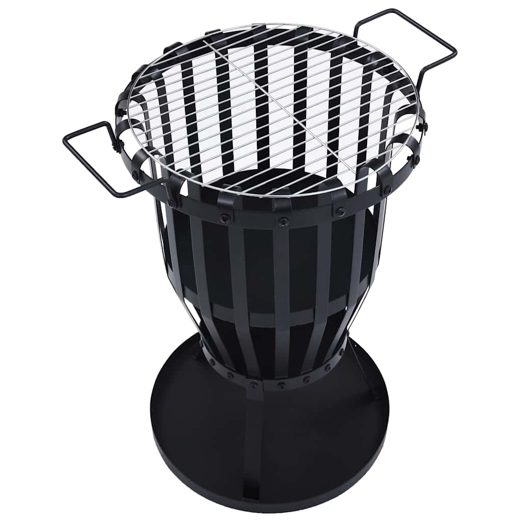 vidaXL Garten-Feuerkorb mit Grillrost Stahl 47,5 cm