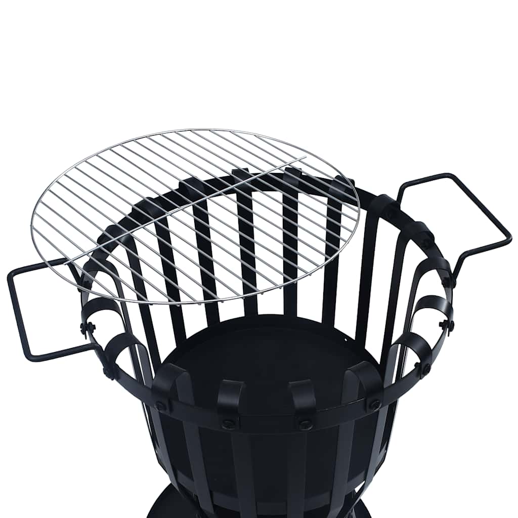 vidaXL Garten-Feuerkorb mit Grillrost Stahl 47,5 cm